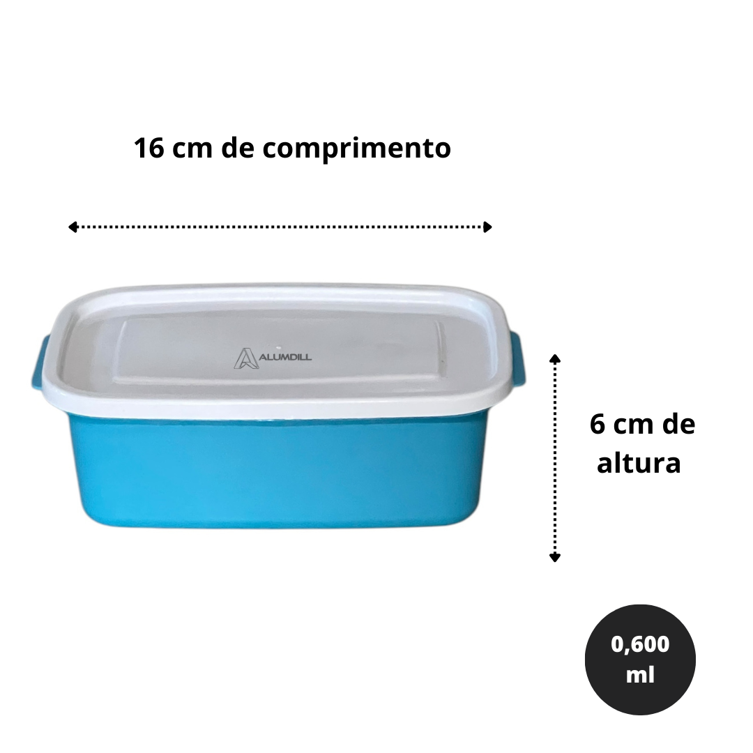 Kit 6 Potes Com Tampa Conjunto Plástico 0,600 ml Mantimento Vasilha Cores Variadas