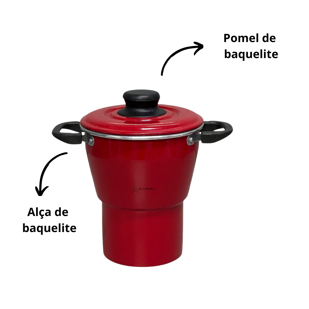 Mini Cuscuzeiro Panela Para Cuscuz Pequeno Individual Nordestino Nº12 em alumínio Vermelho Pintinha