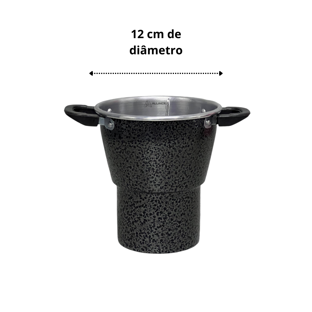 Mini Cuscuzeiro Panela Para Cuscuz Pequeno Individual Nordestino Nº12 em alumínio Preto Craqueado