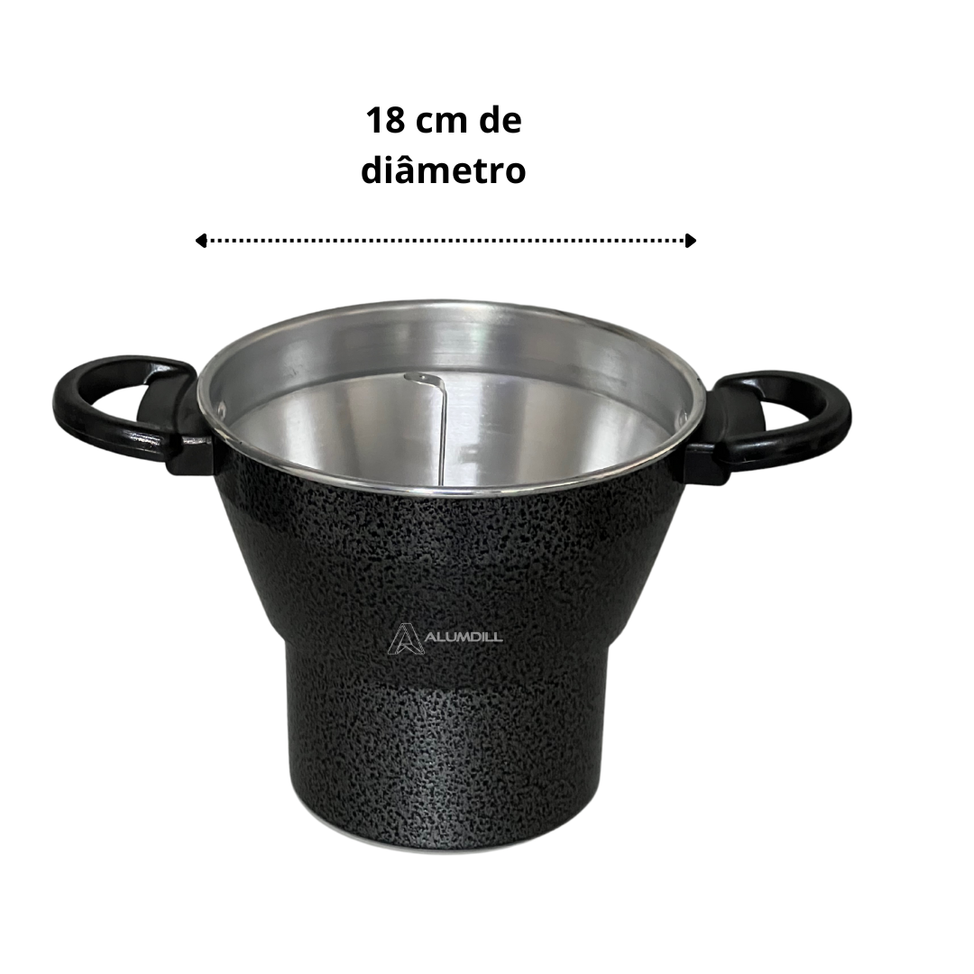 Cuscuzeiro Panela para Cuscuz Cuscuzeira N° 18 de Aluminio Nordestino Preto Craqueado
