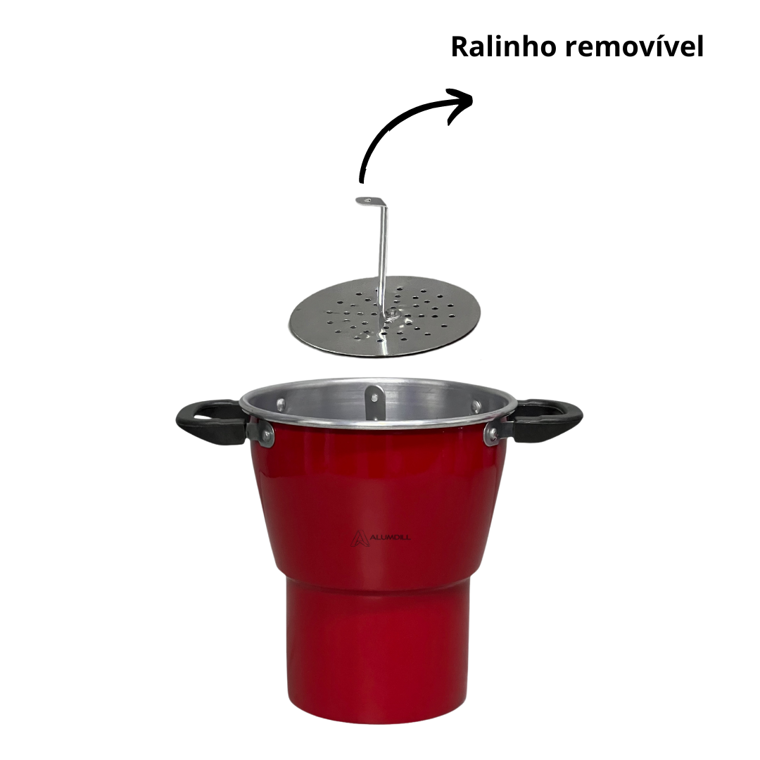 Mini Cuscuzeiro Panela Para Cuscuz Pequeno Individual Nordestino Nº12 em alumínio Vermelho Pintinha