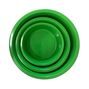 Jogo de Bacia 3 Peças Plastico Redonda Multiuso Verde Lima Canelada