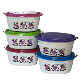 Kit 5 Potes Vaquinha Organizador Multiuso Mantimento 1,3 Litros Vasilhas Individual Avulso Plastico