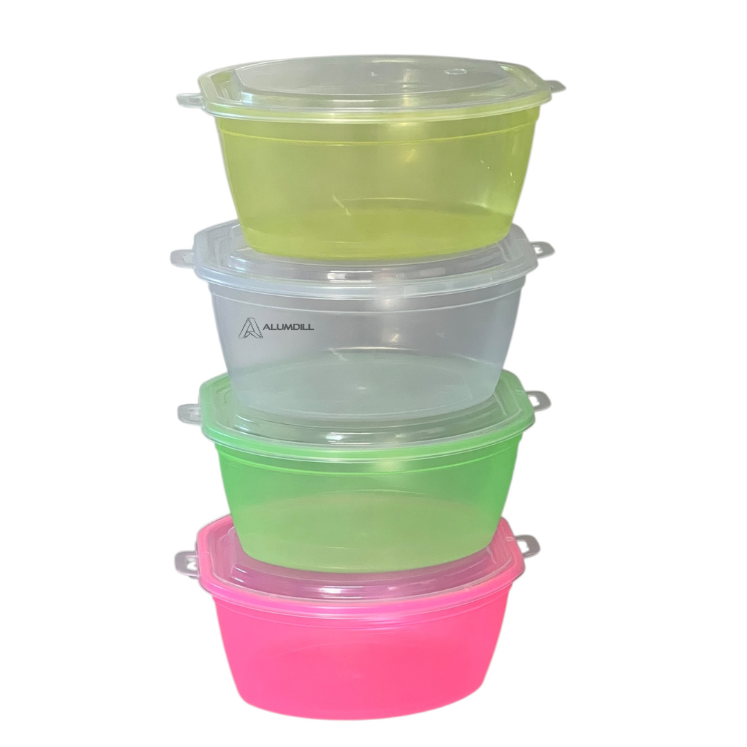 Kit 5 Potes Neon Organizador Multiuso Mantimento 1,3 Litros Vasilhas Individual Avulso Plastico Cores Variadas