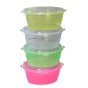 Kit 5 Potes Neon Organizador Multiuso Mantimento 1,3 Litros Vasilhas Individual Avulso Plastico Cores Variadas