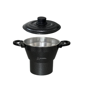 Cuscuzeiro Panela para Cuscuz Cuscuzeira N° 18 de Aluminio Nordestino Preto Craqueado