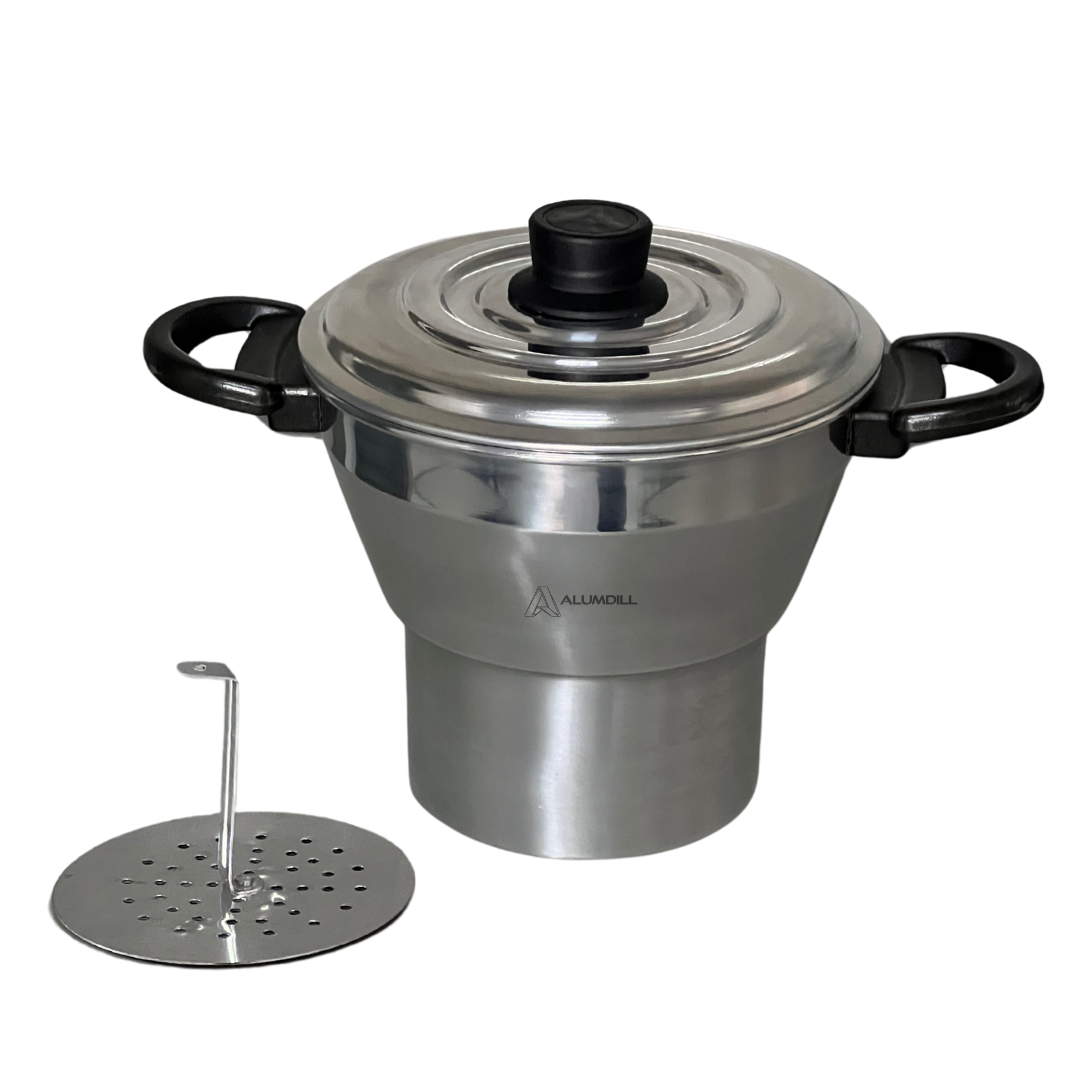 Cuscuzeiro Panela para Cuscuz Cuscuzeira N° 18 de Aluminio Nordestino Polido