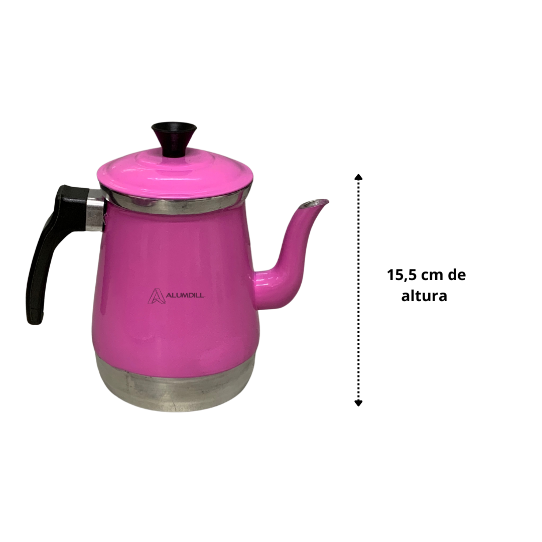 Jogo de Bule com 6 Xícaras e Bandeja Café Retro Rosa