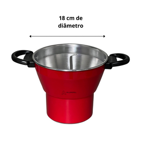 Cuscuzeiro Panela para Cuscuz Cuscuzeira N° 18 de Aluminio Nordestino Vermelho
