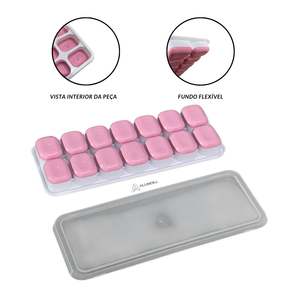 Forma Gelo Com Tampa Cubo Fundo Flexível Multiuso Cores Variadas