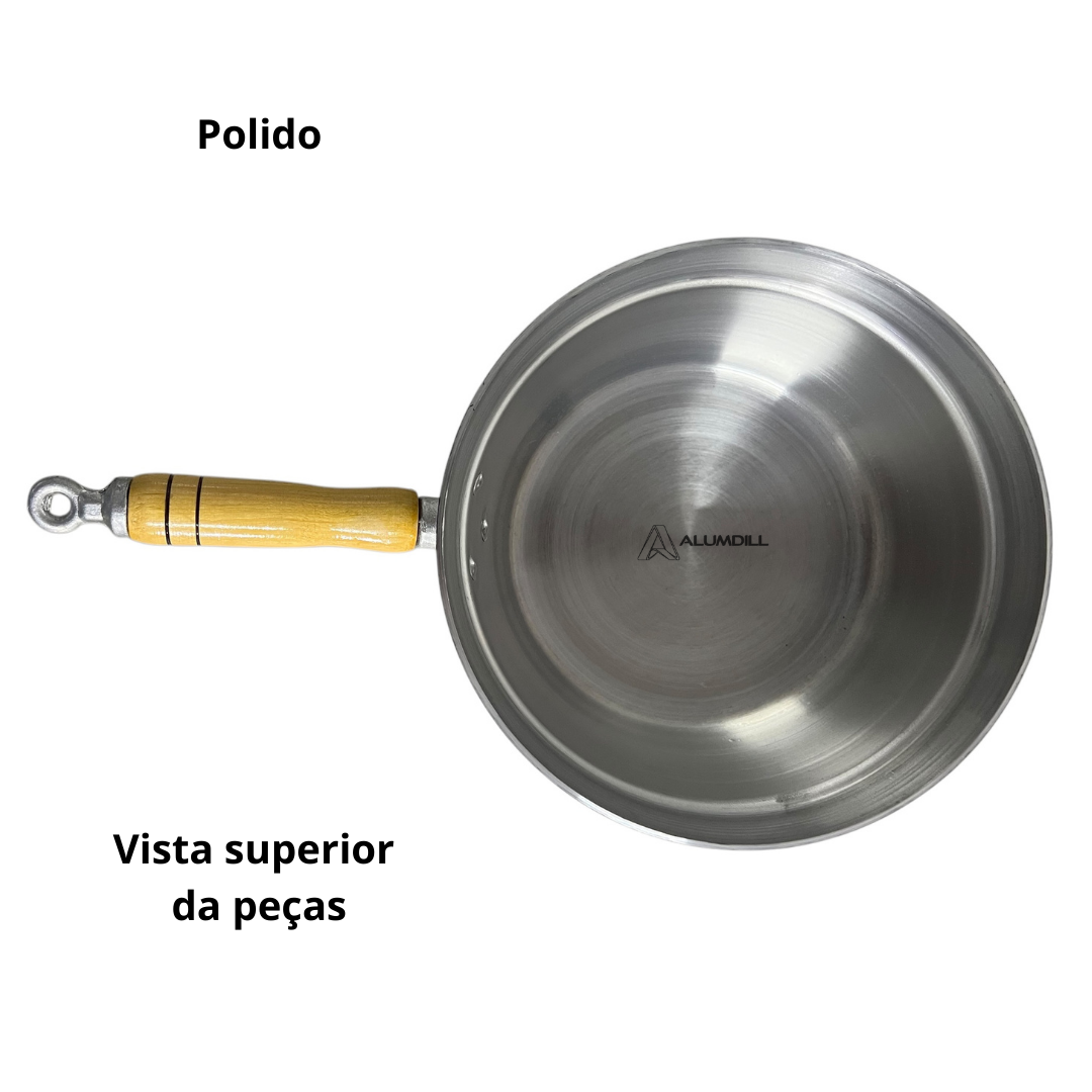 Jogo de Panelas Vitória 5 Peças com Cabo de Madeira Polida Reforçado Polida