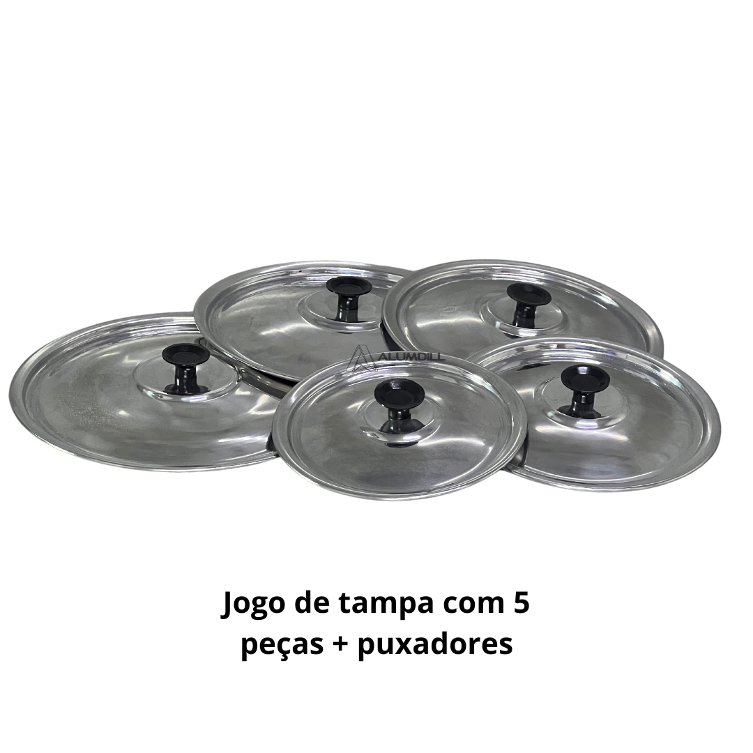 Jogo de Tampas 16 a 24 Para Panelas Aluminio com Puxador em Baquelite