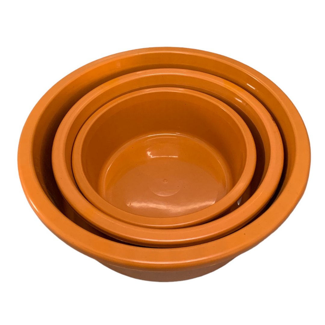 Jogo de Bacia 3 Peças Plastico Redonda Multiuso Laranja Canelada