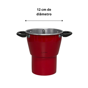 Mini Cuscuzeiro Panela Para Cuscuz Pequeno Individual Nordestino Nº12 em alumínio Vermelho Pintinha