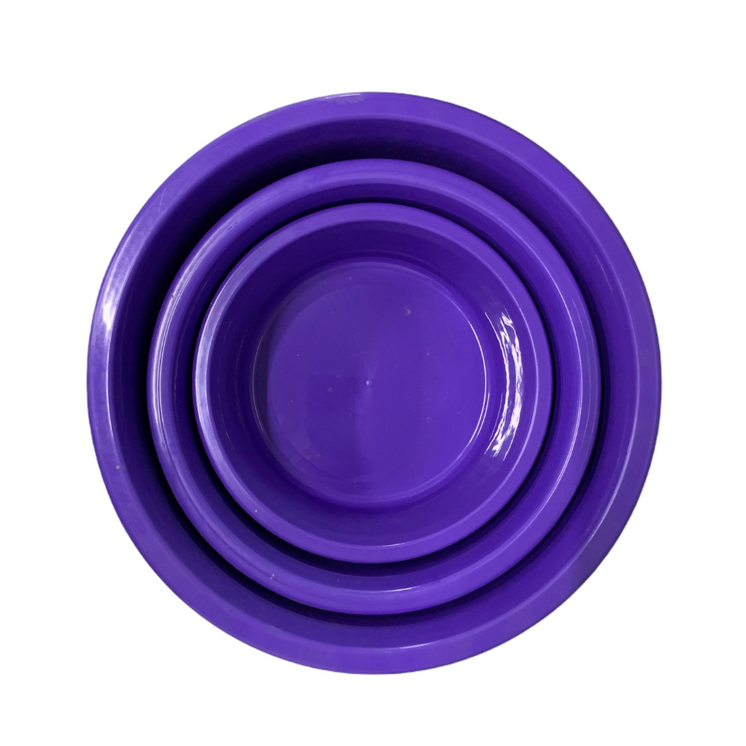 Jogo de Bacia 3 Peças Plastico Redonda Multiuso Roxo Canelada