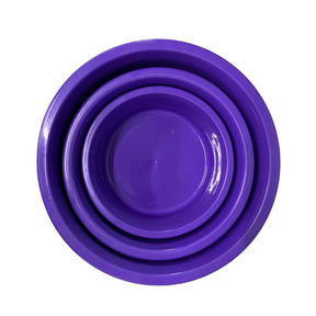 Jogo de Bacia 3 Peças Plastico Redonda Multiuso Roxo Canelada