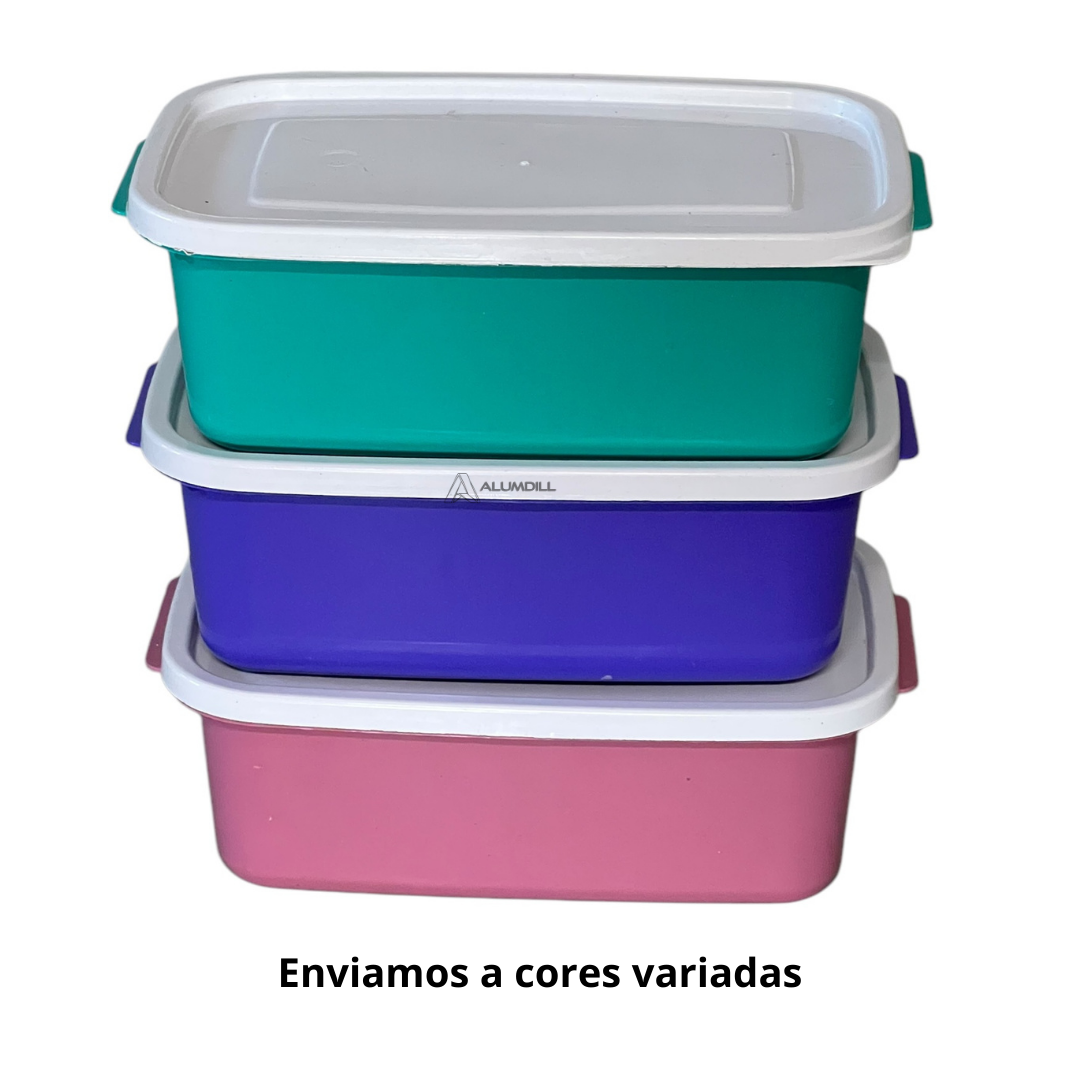 Kit 6 Potes Com Tampa Conjunto Plástico 0,600 ml Mantimento Vasilha Cores Variadas
