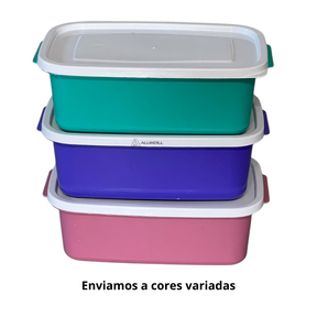 Kit 6 Potes Com Tampa Conjunto Plástico 0,600 ml Mantimento Vasilha Cores Variadas
