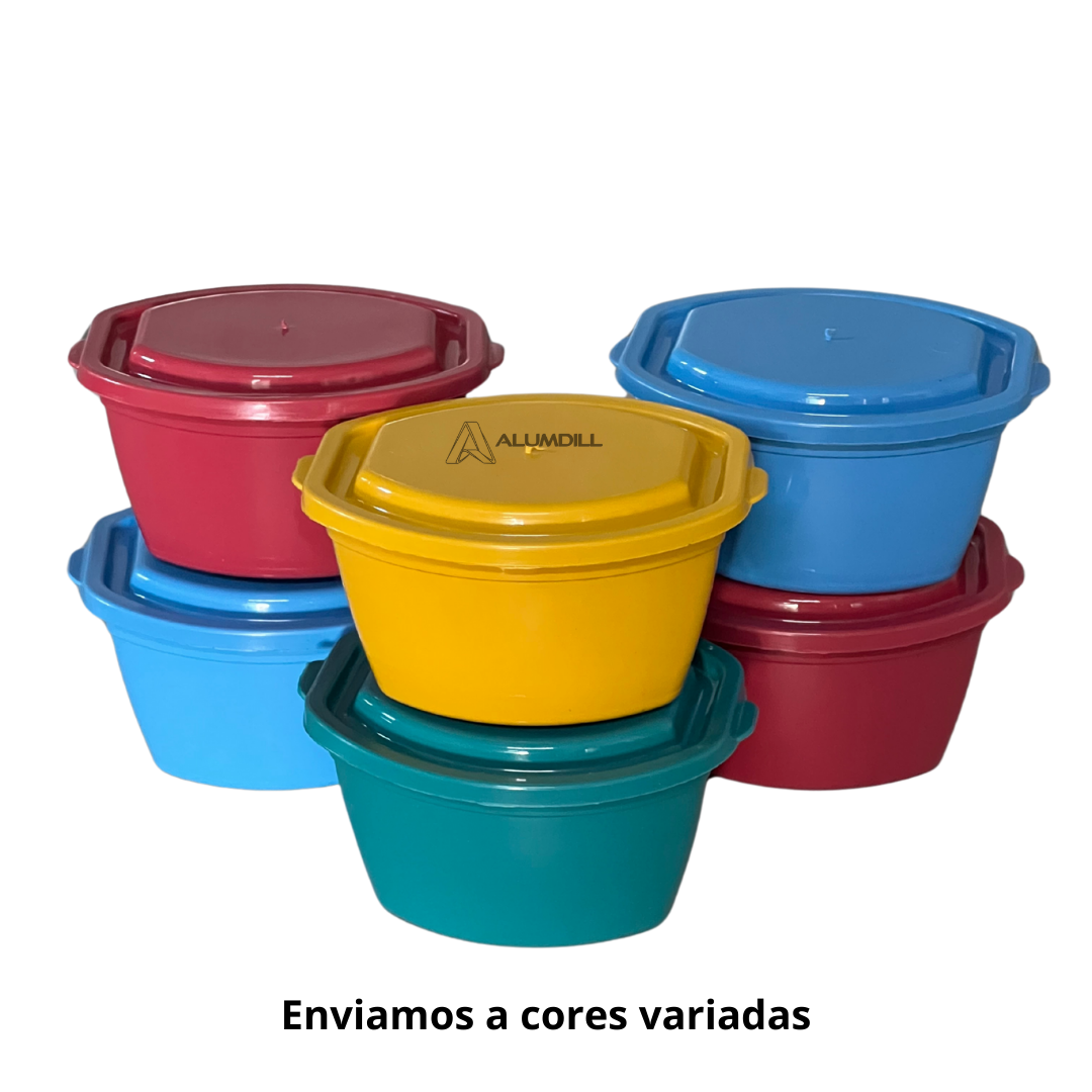 Kit 6 Potes Pequeno Organizador Multiuso Mantimento 0,450 ml Vasilhas Individual Avulso Plastico Cores Variadas