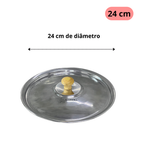Kit de Jogo Tampas 16 a 24 Para Panelas Aluminio Puxador em Madeira
