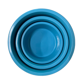 Jogo de Bacia 3 Peças Plastico Redonda Multiuso Azul Claro Canelada