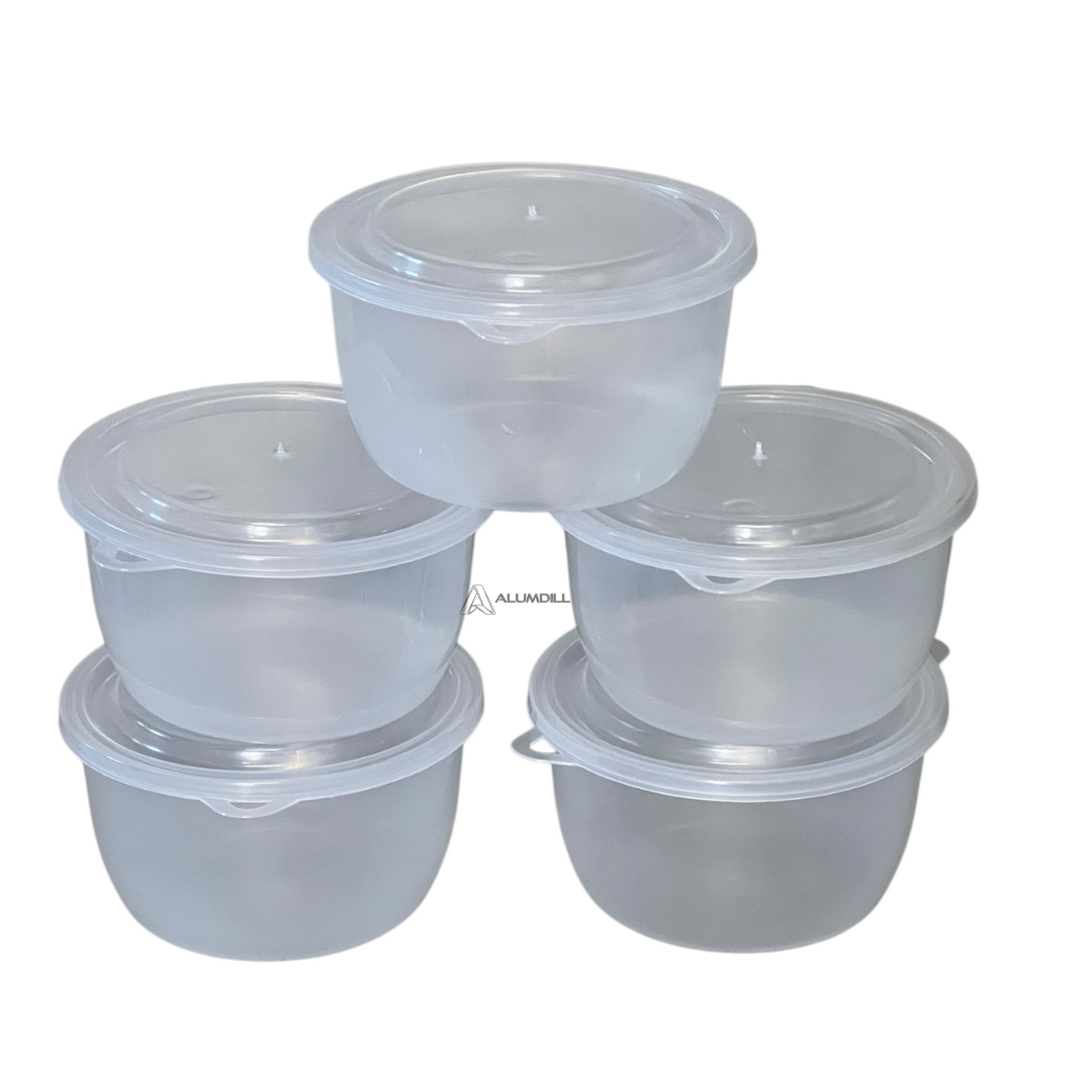 Kit 5 Potes Com Tampa Conjunto Plástico 1 Litro Mantimento Vasilha Transparente