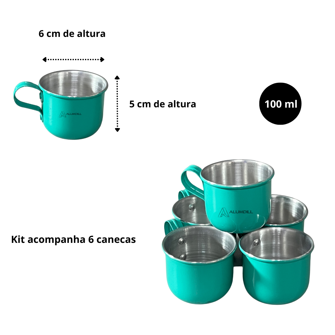 Jogo de Bule com 6 Xícaras e Bandeja Café Retro Verde