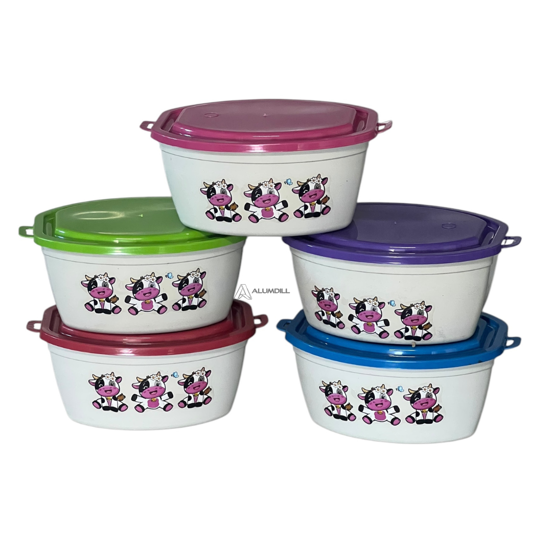 Kit 5 Potes Vaquinha Organizador Multiuso Mantimento 1,3 Litros Vasilhas Individual Avulso Plastico