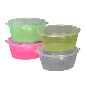 Kit 5 Potes Neon Organizador Multiuso Mantimento 1,3 Litros Vasilhas Individual Avulso Plastico Cores Variadas