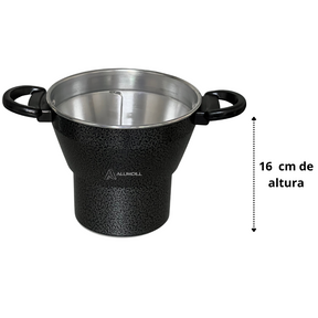 Cuscuzeiro Panela para Cuscuz Cuscuzeira N° 18 de Aluminio Nordestino Preto Craqueado