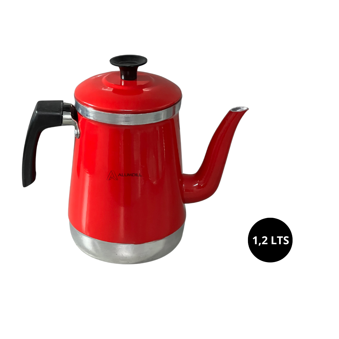 Jogo de Bule com 6 Xícaras e Bandeja Café Retro Vermelho
