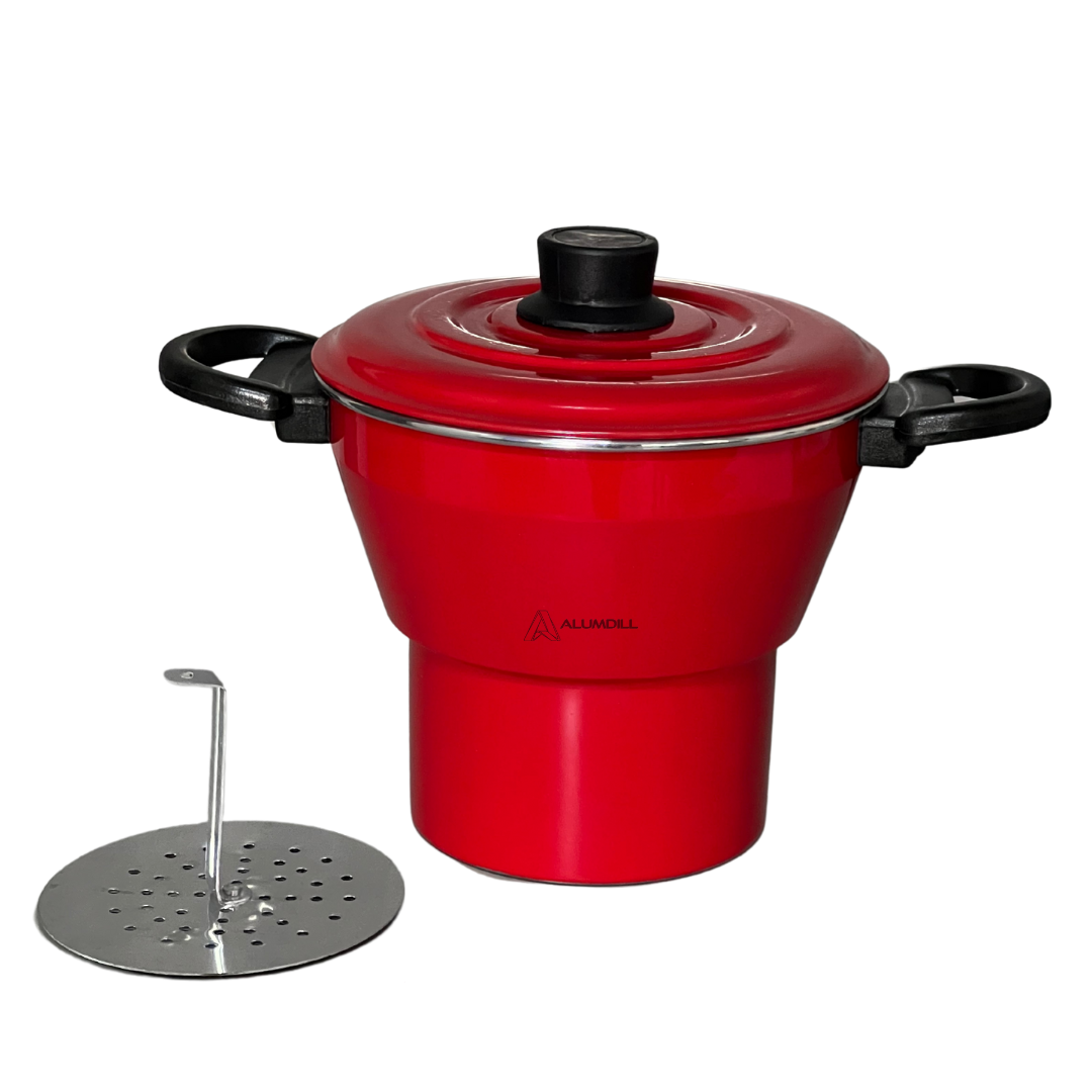 Cuscuzeiro Panela para Cuscuz Cuscuzeira N° 18 de Aluminio Nordestino Vermelho
