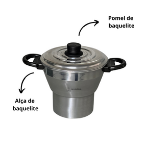 Cuscuzeiro Panela para Cuscuz Cuscuzeira N° 18 de Aluminio Nordestino Polido