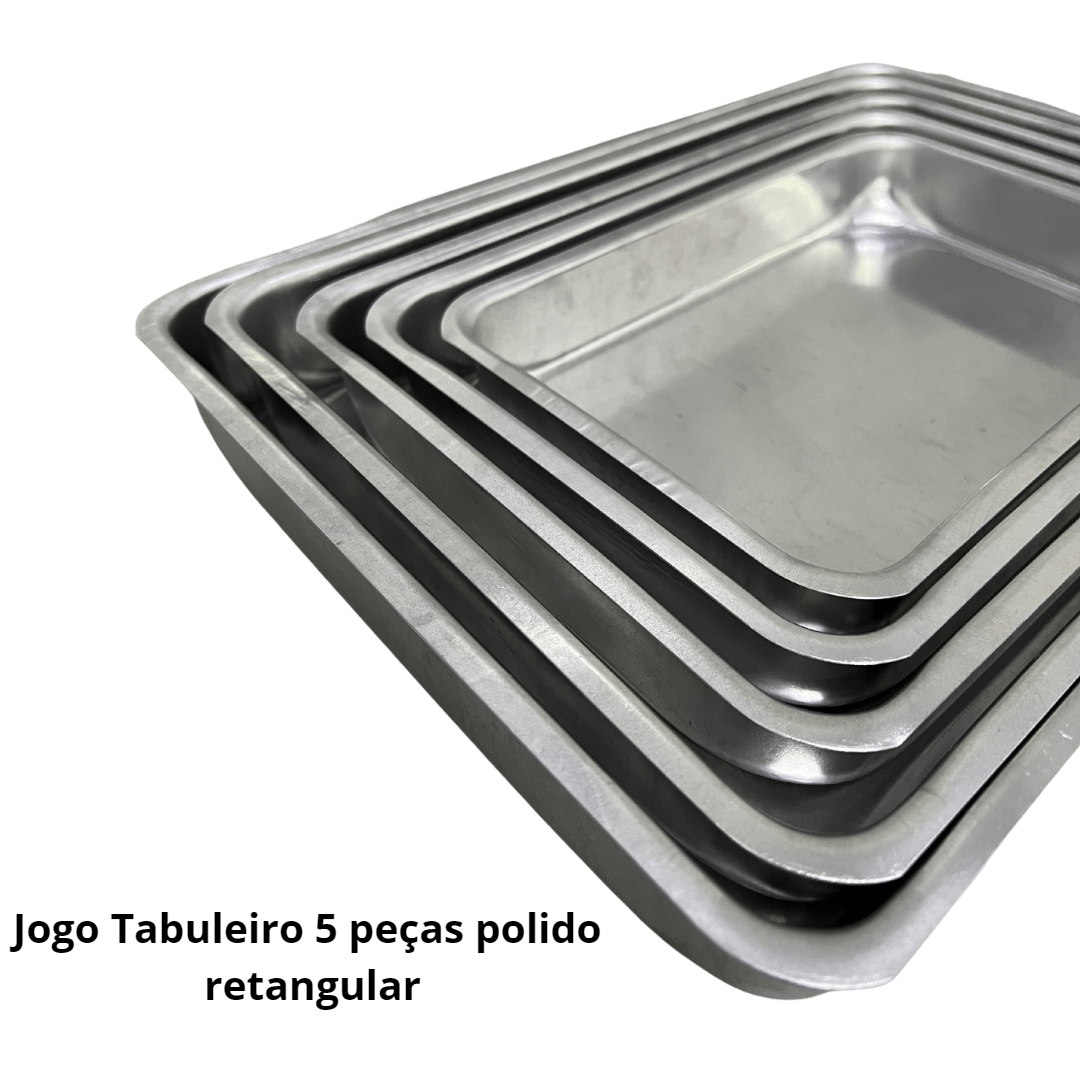 Jogo de Tabuleiro Retangular 5 peças Alta Alumínio Com Aba