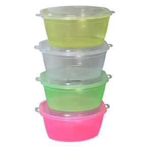 Kit 5 Potes Neon Organizador Multiuso Mantimento 1,3 Litros Vasilhas Individual Avulso Plastico Cores Variadas