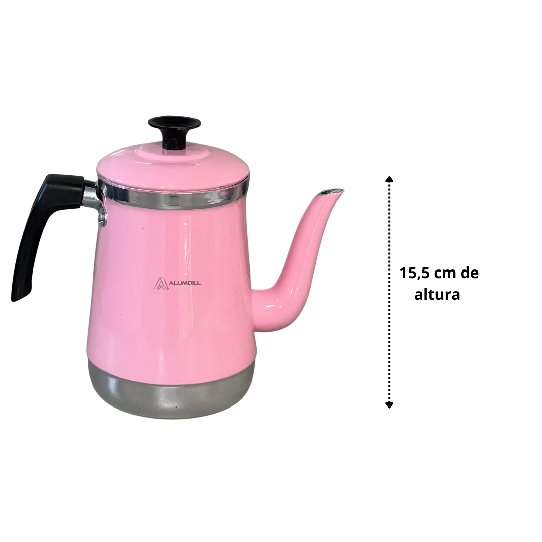 Jogo de Bule com 6 Xícaras e Bandeja Café Retro Rosa Liso