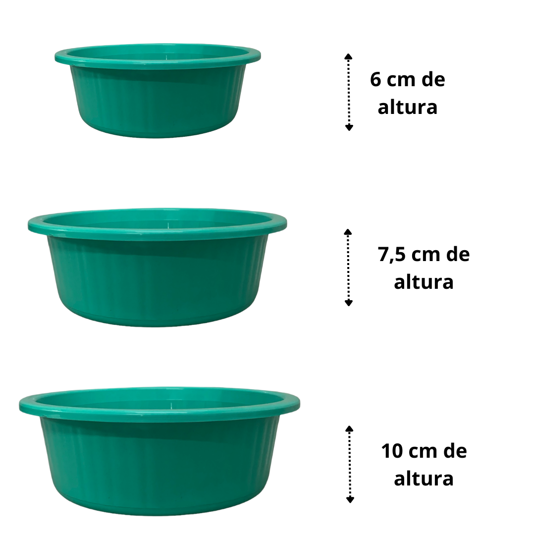 Jogo de Bacia 3 Peças Plastico Redonda Multiuso Verde Canelada