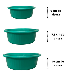 Jogo de Bacia 3 Peças Plastico Redonda Multiuso Verde Canelada