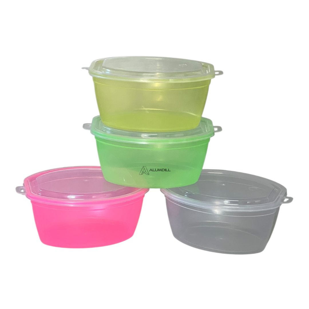 Kit 5 Potes Neon Organizador Multiuso Mantimento 1,3 Litros Vasilhas Individual Avulso Plastico Cores Variadas