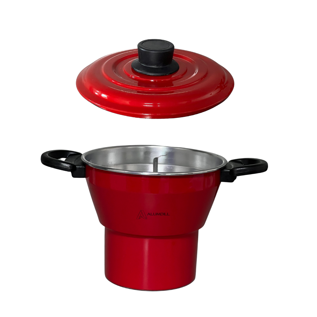 Cuscuzeiro Panela para Cuscuz Cuscuzeira N° 18 de Aluminio Nordestino Vermelho