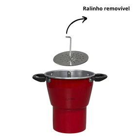 Mini Cuscuzeiro Panela Para Cuscuz Pequeno Individual Nordestino Nº12 em alumínio Vermelho Pintinha